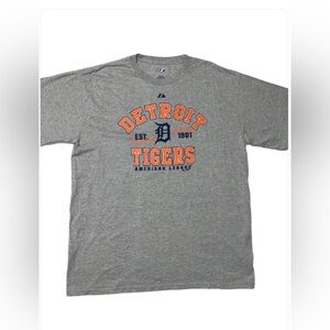 Majestic Detroit Tigers Gray Tee with Orange & Navy Graphics